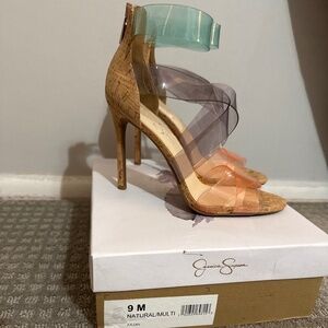 Jessica Simpson Clear Strap Multicolor Heels Size 9